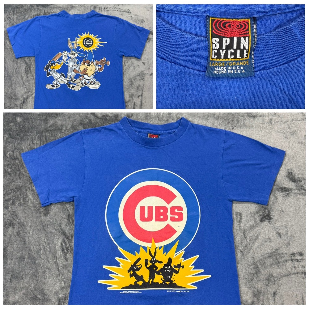 VTG 1994 Chicago‎ Cubs Looney Tunes T-Shirt Single Stitch Bugs Bunny Blue Small